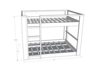 Full over full bunkbeds woodworking PDF plans printable