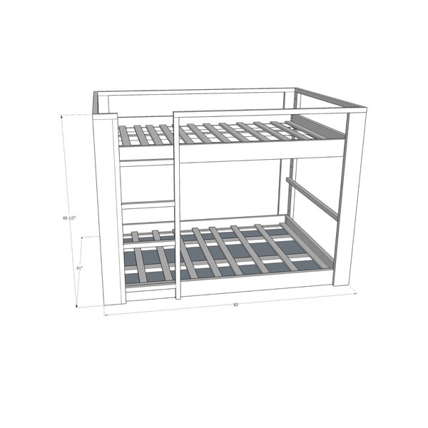 Full over full bunkbeds woodworking PDF plans printable