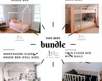 BUNDLE of 4 KIDS bed woodworking plans pdf printable