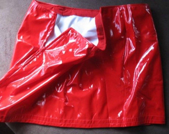 Red PVC Mini Skirt - Etsy