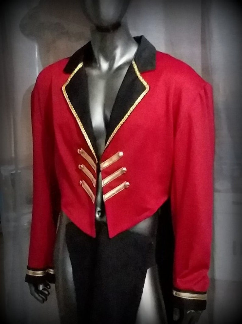 Mens Circus Ringmaster Costume Jacket red black
