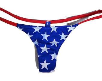 Patriotic Stars Thong Red White Blue