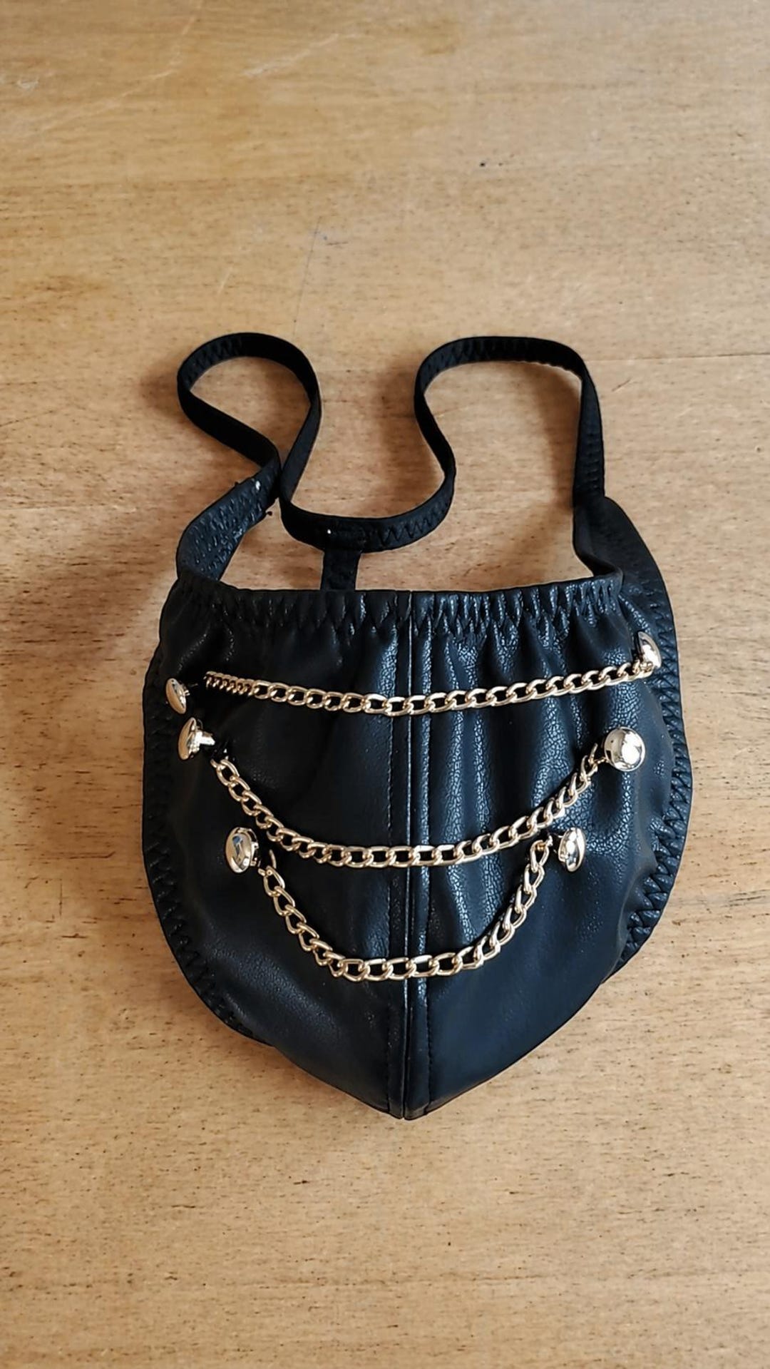 Leather Thong With Gold Chains - Etsy