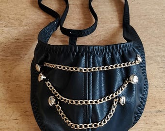 Leather Thong With Gold Chains