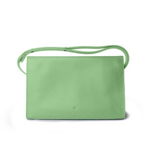 Handmade Leather Shoulder Bag in Sea Green. Adjustable and Detachable Straps. image 5