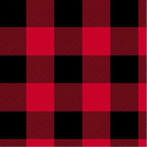 May include: A red and black plaid pattern. The pattern is made up of alternating squares of red and black.