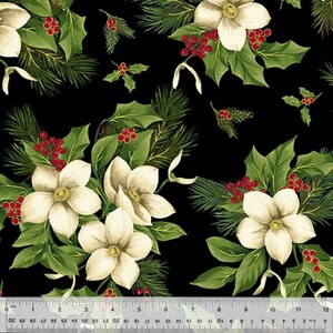 108" Christmas Blooms - Black