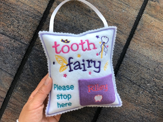 Birthday gift. Tooth fairy pillow Embroidered pillow Personalized tooth fairy pillow