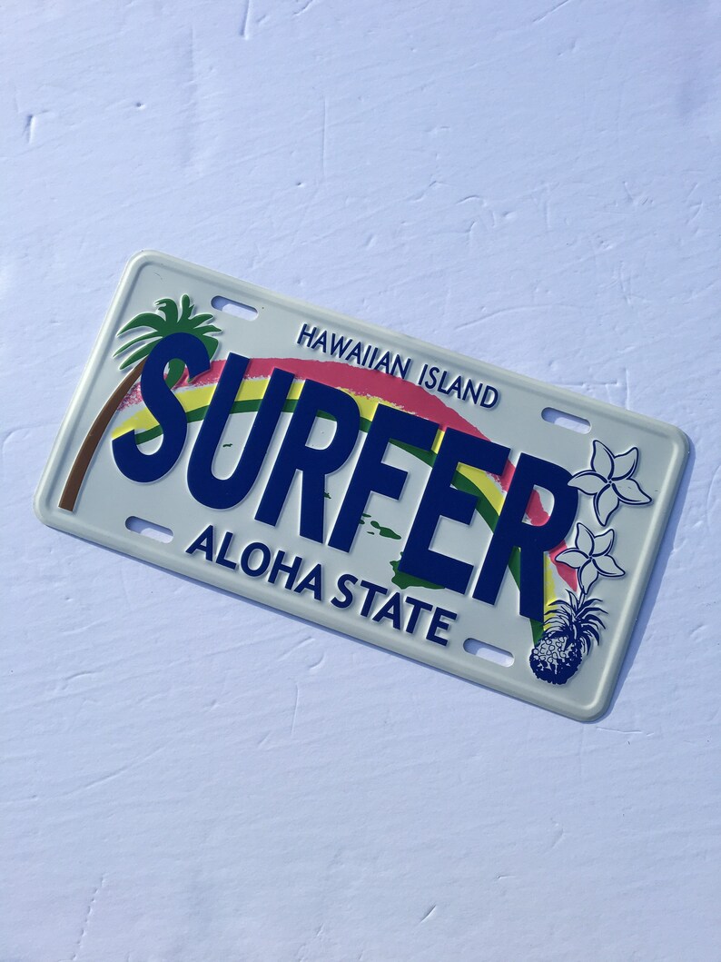 Hawaiian Island SURFER license plate Etsy