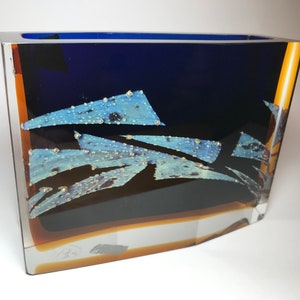 A Beautiful Abstract Design highlights this Rare and Exceptional XL Mid-Century Czech Vase by Pavel Hlava for Egermann/Exbor Glassworks