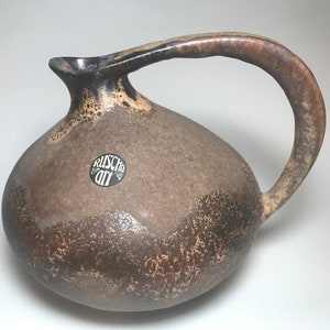Beautiful Fall Colors Highlight this Stunning and Artful labeled Mid-Century Ruscha Keramik 313 vase, in superb vintage condition