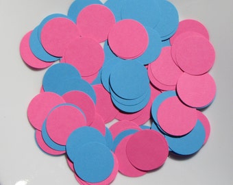 Blue and Pink Round Circle Paper Confetti 100 CT - Table Confetti - Die Cut Party Decor - Birthday Party - Baby Shower - Gender Reveal