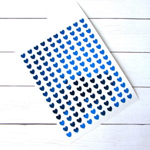 Mini Sticker | Mini Decal | Mini Heart Sticker | 1/4&quot; Sticker | Planner Stickers | Foil Stickers | Tiny Heart Sticker | Tiny Stickers | Blue