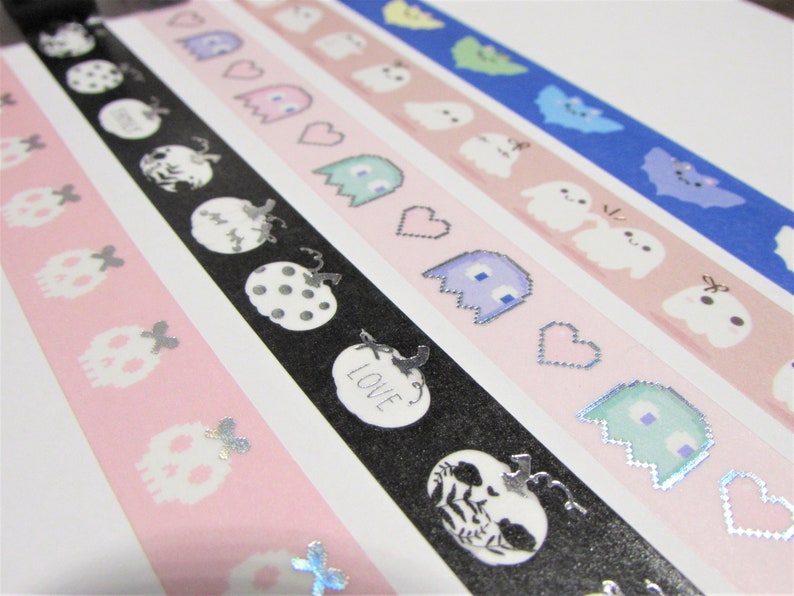 Washi Tape Sample 15 mm Pumpkin Halloween Cute Washi Tape Simply Gilded Foil Washi Tape 24 length Ghosts Bats