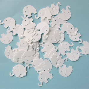 Elephant Paper Confetti - White - Die Cut - 50 CT - Table Confetti - Birthday Party Decor - Wedding Decor - Baby Shower - Party Decor