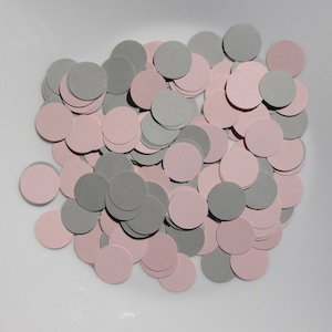 Pink and Gray Round Circle Paper Confetti 200 CT - Table Confetti - Die Cut Party Decor - Wedding - Baby Shower - Birthday - Anniversary