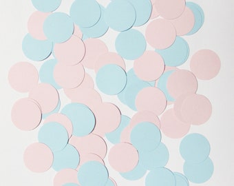 Pink and Blue Paper Confetti Circles - 100 CT. Table Confetti - Die Cut Party Decor - Gender Reveal - Baby Shower - Birthday Party