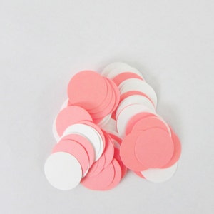Coral & White Paper Confetti Circles 100 CT - Table Confetti - Die Cut Party Decor - Wedding - Birthday Party - Anniversary