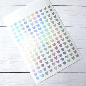 Mini Sticker | Mini Decal | Mini Heart Sticker | 1/4&quot; Sticker | Holographic | Planner Sticker | Tiny Heart Sticker | Tiny Sticker | Silver