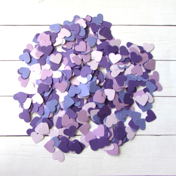 Small Hearts Paper Confetti - Shades of Purple Confetti - 500 pcs - Wedding Confetti - Wedding Decor - Table Confetti - Heart Die Cut