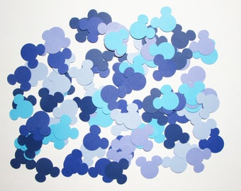 Mickey Mouse Ears Paper Confetti - Shades of Blue - Die Cut Party Decor - Table Scatter - Gender Reveal - Birthday - Anniversary - Wedding