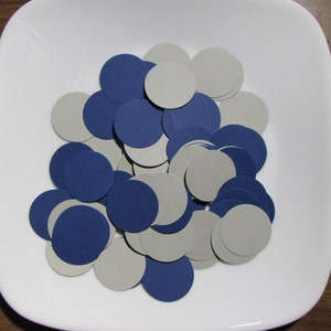 Blue and Gray Paper Confetti Circles 100 CT - Table Confetti - Die Cut Party Decor - Graduation - Birthday Party - Wedding - Bridal Shower