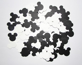 Mickey Mouse Ears Paper Confetti - Black & White - Table Confetti - Die Cut Party Decor - Wedding - Bridal Shower -  Birthday - Anniversary