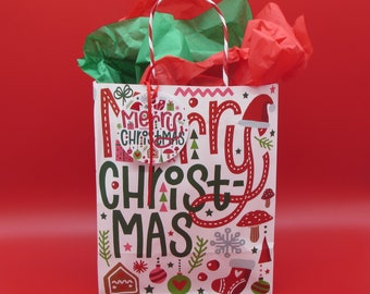 Christmas Gift Bag - Holiday Gift Bag - Paper Gift Bag - Gift Bag Kit - Snowman Gift Bag - Christmas Gift - Christmas Bag - Decoration