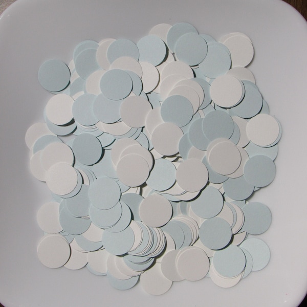 Light Blue & White Round Circle Paper Confetti 400 CT - Table Confetti - Die Cut Party Decor - Gender Reveal - Baby Shower - Wedding