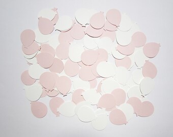 Pink & White Balloon Paper Confetti 100 CT - Table Confetti - Die Cut - Gender Reveal - Baby Shower - Wedding - Girl's Birthday Party