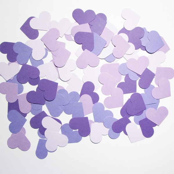 Shades of Purple Heart Paper Confetti Party Decor- 1" Die Cut - Table Scatter - 100 CT. - Girls Birthday - Anniversary - Wedding Decorations
