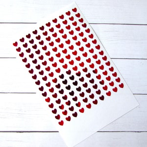 Mini Sticker | Mini Decal | Mini Heart Sticker | 1/4&quot; Sticker | Planner Stickers | Foil Stickers | Tiny Heart Sticker | Tiny Sticker | Red