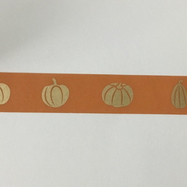 Washi Tape Sample - Burnt orange pumpkin - light gold foil - 24" length - Simply Gilded