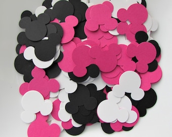 Mickey Mouse Pink, Black & White Paper Confetti 100 CT - Table Confetti - Die Cut Party Decor - Wedding - Bridal Shower -  Birthday