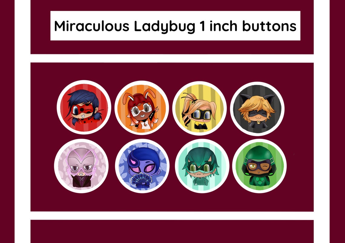 Miraculous Ladybug buttons Etsy