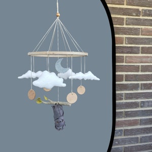 Bat baby mobile/ Moon baby mobile/ Woodland nursery decor/ Baby shower gift/ Clouds baby mobile