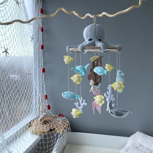 Mermaid Baby Mobile: Nautical Felt Ocean Crib Mobile