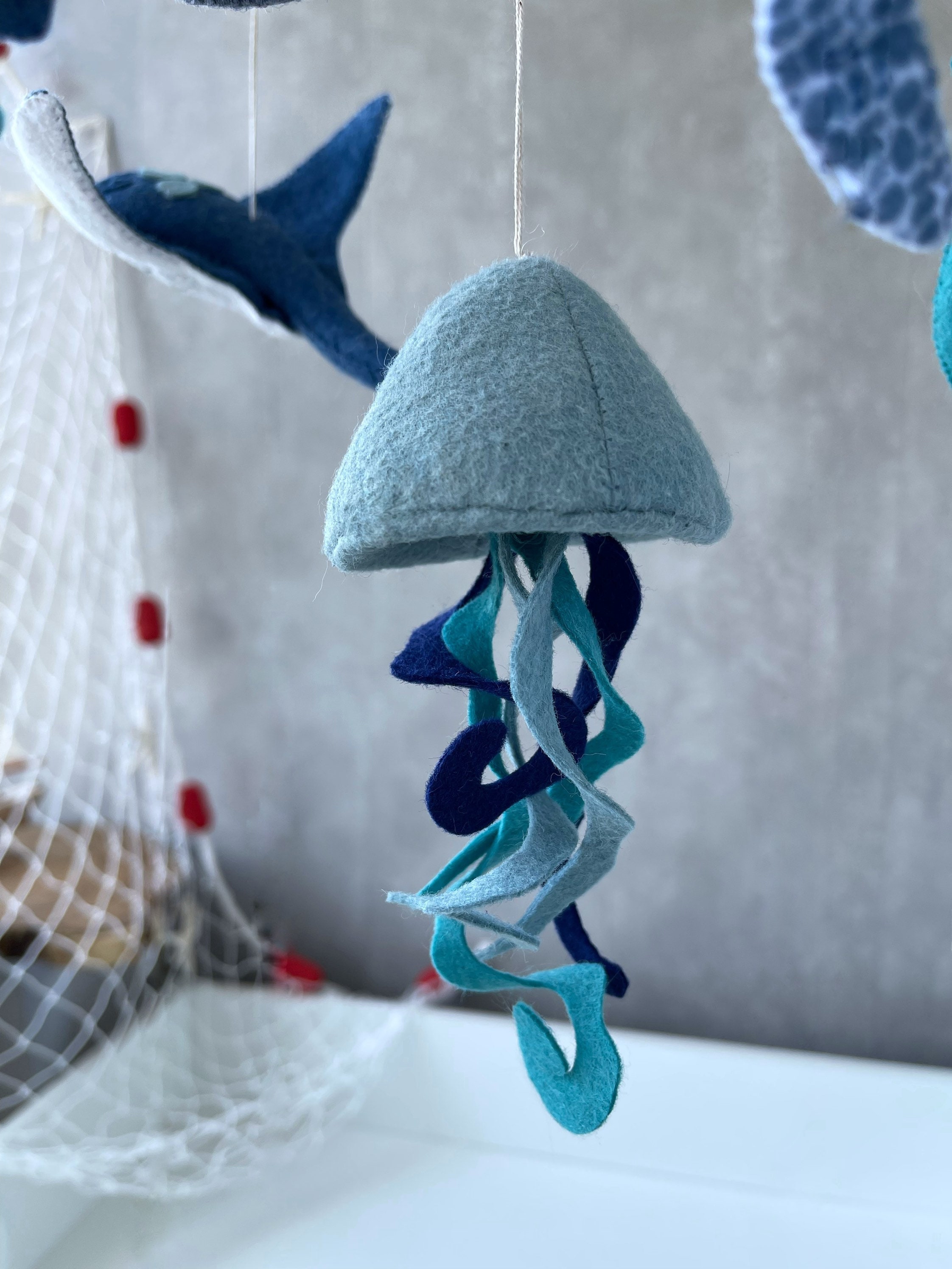 Baby Mobile Meerestiere Filz - Beruhigendes Windspiel Für Kinderbett & Babyzimmer