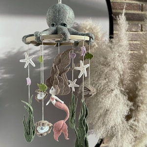 Little Mermaid Baby Mobile: Nautical Octopus Nursery Decor