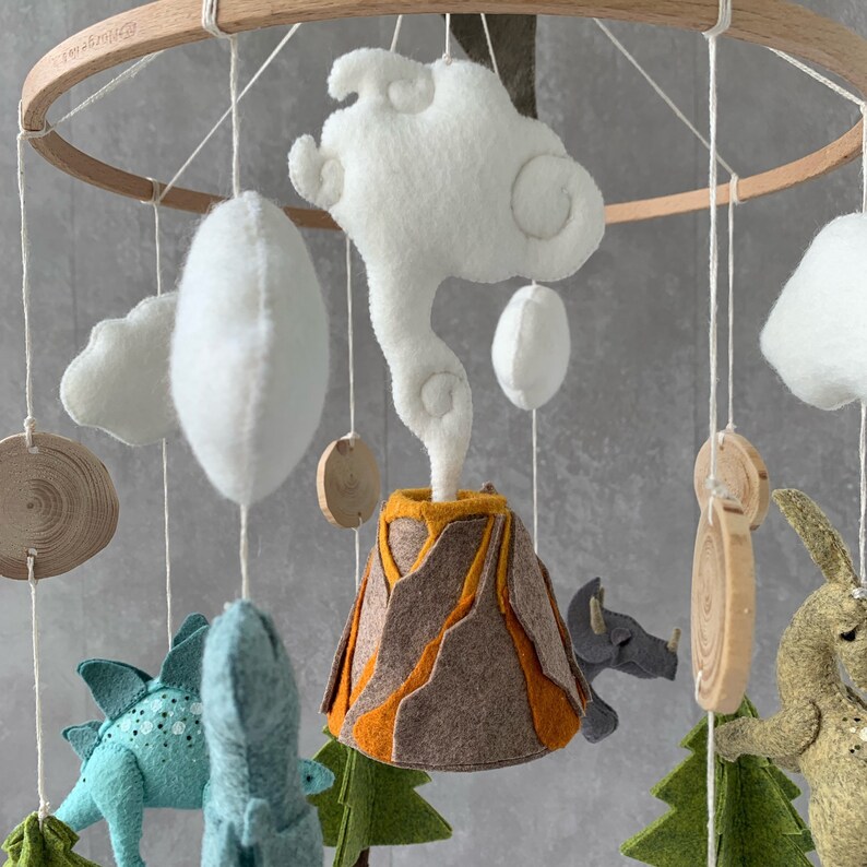 BIG Dinosaurs Baby Mobile. Crib Felt Mobile With Dinosaurs Etsy