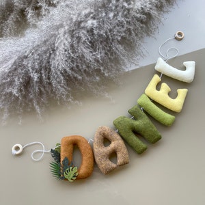 Name banner, Nursery name bunting, Felt name garland, Tropical nursery themed banner, Personalized Baby Shower new mom gift