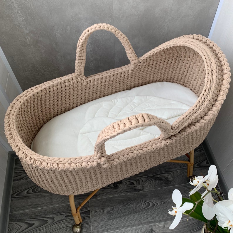 Newborn set . Baby Moses basket and baby dinosaur felt mobile Etsy