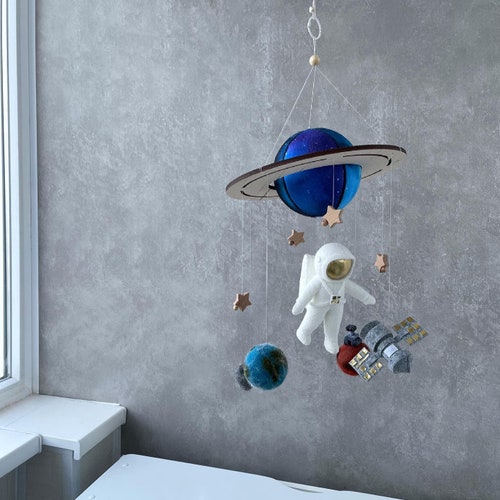 Space Galaxy Baby Boy Mobile/solar System Felt Mobile/space Etsy