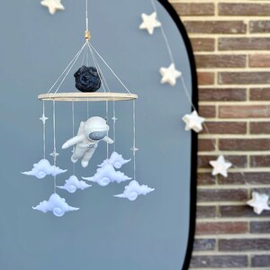 Outer Space Baby Mobile – Handmade Felt Astronaut, Galaxy Baby Mobile – Astronaut and Stars Nursery Decor for Baby’s Room