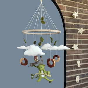 Dragon nursery baby mobile. Fantasy baby mobile. Forest dragon baby mobile. Crib baby mobile. Woodland nursery mobile. Baby shower gift idea