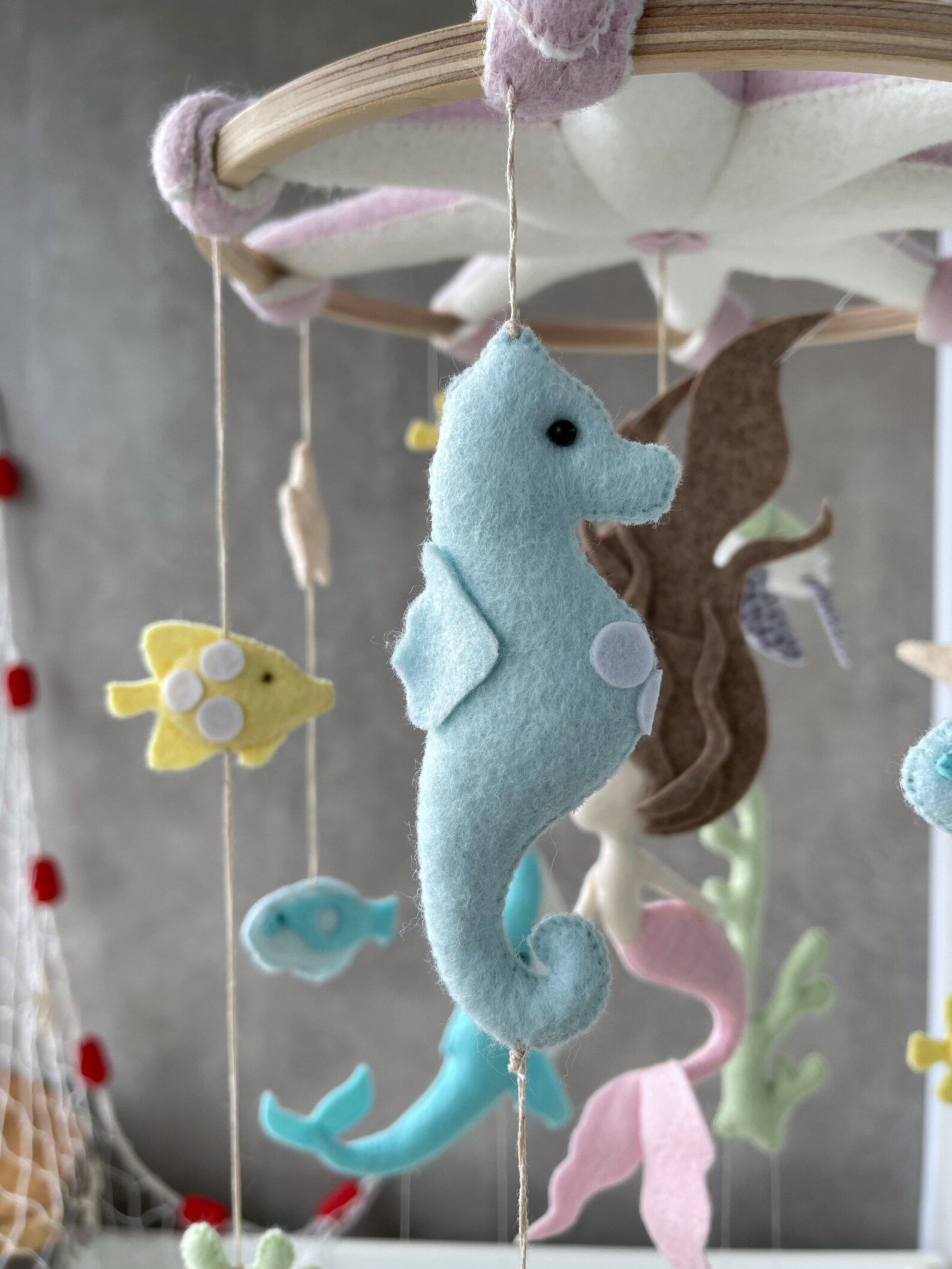 Mermaid Baby Mobile Pink Baby Girl Mobile Nautical Nursery Etsy