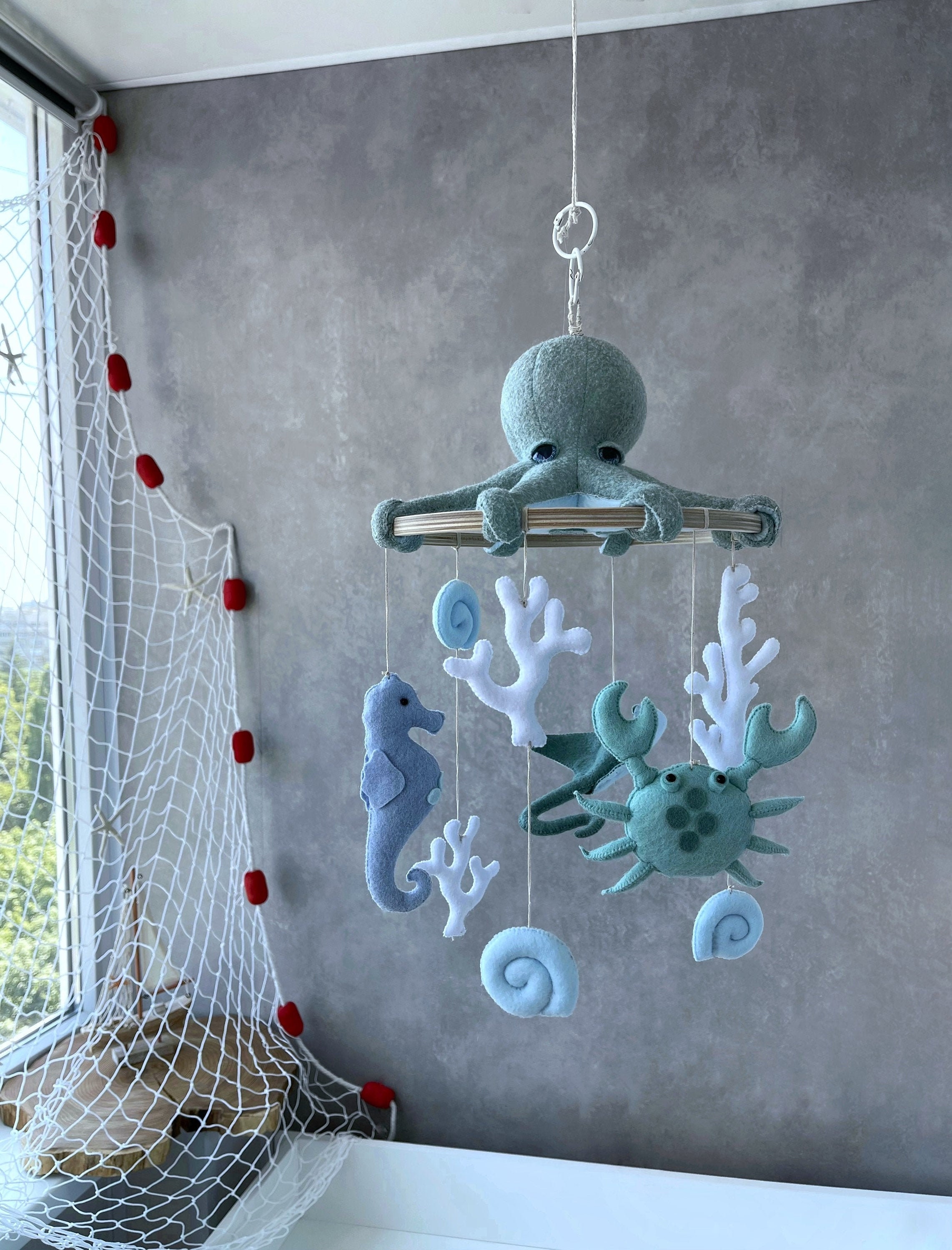 Ocean felt baby mobile. Octopus/crab/sea Etsy