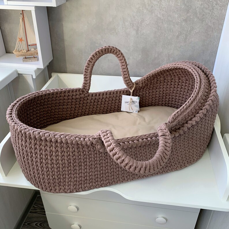 Baby Moses basket. Baby crib. Handmade baby cradle. Crochet Etsy