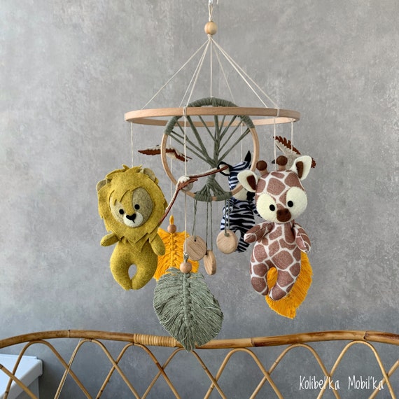 Safari jungle African baby crib mobile. Boho stile mobile Etsy