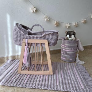 Moisés para muñecas, cuna para muñecas, juego de simulación para niñas, Moisés de punto, cesta para llevar muñecas, regalo de cumpleaños